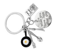 VOSAREA Silver Zinc Alloy Utensil Keychain Creative Antique Delicate Design Easy to Carry and Store Key Pendant Bag Pendant