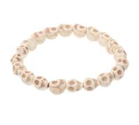 VOSAREA Skull Beads Bracelet with Punk Style for Men and Couples Halloween Beige Stone Material Goth Skeleton Wristband Unique and Versatile Cosplay Prop Accessory