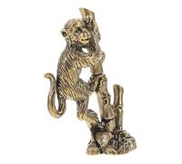 VOSAREA Solid Brass Monkey Statue Decor for Office Desktop and Tea Table Accent, Vintage Retro Style Miniature Monkey Figurines Symbolising Advancement and Chinese Zodiac Animal Ornament