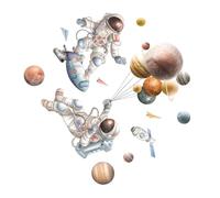 VOSAREA Space Astronaut Starry Wall Sticker Cartoon Astronaut Wall Stickers for Room Waterproof Removable PVC Indoor Scene Layout Decoration