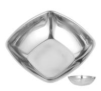 VOSAREA Square Stainless Steel Mixing Bowl for Home and Buffet Use | Smooth Rim, Stable Placement, Lightweight and Portable, Silver Finish for Salads, Fruit, Noodles and Sauces