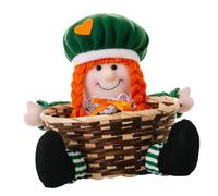 VOSAREA St Patrick's Day Portable Candy Basket Green Leaf Festival Snack Storage Container Decorative Candy Tray for Party Supplies