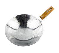 VOSAREA Stainless Steel Wok Pan with Ergonomic Wooden Handle Stir Fry Pot for Convenient Cooking Compatible with All Stove Types Easy to Clean Frying Pan for Home Restaurant Use