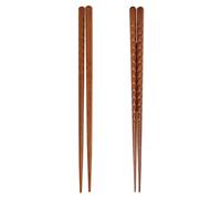 VOSAREA Sushi Chopsticks 2 Pairs Japanese Style Solid Wood Handmade Carved Cutlery for Japan Sushi Night and Home Dining Brown