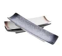 VOSAREA Sushi Plates Serving Dishes Ceramics 3pcs Japanese Style Rectangular with Attractive Design for Special Parties and Family Dinners