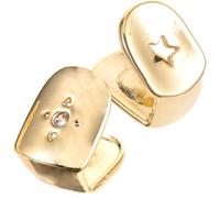 VOSAREA Teeth Grills Not Easy to Deform Luxury Design 2pcs Golden Copper Decorative Tooth Jewelry Unique Gift for Party and Gatherings for Friends and Family
