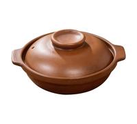 VOSAREA Terracotta Clay Pot with Lid 1l Classic Design Earthenware Casserole for Cooking Bibimbap and Stews for Home Kitchen and Dinner Parties with Enhanced Flavor Absorption