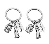 VOSAREA Thank You Metal Key Chain 2 Pack Lighthouse Keyring with Kerosene Lamp Pendant Appreciation Keychains for Teacher Colleague Friend Key Holder for Home Car Office
