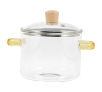 VOSAREA Transparent Glass Stew Pot with Lid Double Handle Clear Cooking Pot for Slow Stewing Even Heat Conduction Non-Stick Surface Safe and Clean Soup Cooker for Home and Restaurant Use