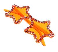 VOSAREA Trendy Rimless Star Sunglasses with Rhinestones, Orange Yellow Frameless Unique Star Shape Eyewear for Teens and Unisex, Stylish Festival and Nightclub Sun Glasses