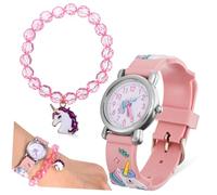 VOSAREA Unicorn Watch with Bracelet Cartoon Watch for Big Arabic Numerals for Easy Reading Quartz Movement Birthday Gift