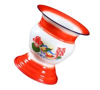 VOSAREA Urinal Basin Enamel Red Compact Design and Vintage Chinese Style Tall Spittoon Strong Bearing Capacity Suitable for Home Bathroom Use