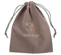 VOSAREA Velvet Drawstring Hair Dryer Storage Bag 23X30Cm Light Grey Travel Hairdryer Case Organizer Pouch for Styling Tools and Accessories
