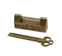 Vosarea Vintage Antique Old Chinese Lock Retro Padlock with Key for Cabinet Jewelry Box Drawer Suitcase