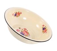 VOSAREA Vintage Enamel Dough Making Basin Old-Fashioned Kitchen Mixing Bowl with Widened Edge Large Capacity for Washing Face and Food Preparation Random Pattern Enamelware for Household