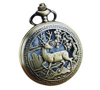 VOSAREA Vintage Hollow Deer Quartz Pocket Watch Pendant with Battery Decorative Antique Timepiece for Men and Women Lightweight Compact Fob Watch for Precise Timekeeping and Everyday Use