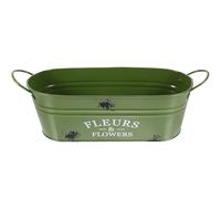 VOSAREA Vintage Iron Flower Pot Oval Planter for Succulents and Plants, Metal Flower Bucket with Handle, for Balcony and Interior Display, Rustic Retro Style