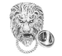 VOSAREA Vintage Lion Brooch Pin for Men Retro Animal Decorative Lapel Pin Clothing Accessory in Antique Silver Suitable for Suits and Jackets