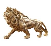 VOSAREA Vintage Resin Lion Figurine Desktop Lion Ornament 7.8x5.1x3.9inch Retro Creative Stable Not Easy to Deform Or Break Golden Resin Craft Office Desk Decor