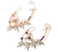 VOSAREA Vintage Rose Gold Leaf Ear Cuff Earrings for Women, Handmade Non-Piercing Fairy Jewelry Clip-On Ear Wraps, 1 Pair