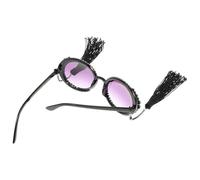 VOSAREA Vintage Round Funny Eyewear for Photo with Tassel and Pearl Decoration, Alloy Frame, Fits Bridge of the Nose, for Party Performance and Young People