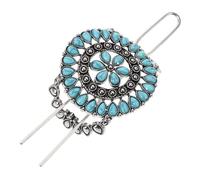 VOSAREA Vintage Turquoise Hairpin Flower Shape Alloy Hair Accessory with Easy to Use Design, Suitable as A Present for Women, Retro Chinese Style Hair Ornament
