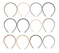 VOSAREA Wavy Headbands in Assorted Colours for Women with Teeth 12pcs Fashion Hairband Set Random Color Suitable for Party and Backpacking Hair Styling