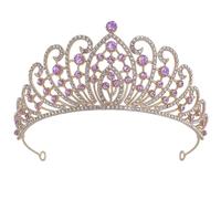 VOSAREA Wedding Headpiece Comfortable Wearing Experience Elegant Purple with Rhinestone and Zinc Alloy Not Easy to Crack Bridal Tiara for Weddings and Dances