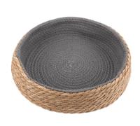 VOSAREA Wicker Pet Bed Small Dog and Cat Nest Woven Rattan Sleeping House Cooling Round Pet Cushion Deep Grey for Indoor Use