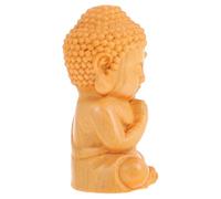 VOSAREA Wooden Buddha Statue Sitting Buddha Ornament 1Pc Compact Cypress Buddhist Ornament for Spa Restroom Friends Gift