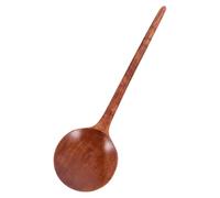 VOSAREA Wooden Korean Spoon Long Handle for Soup and Dumplings, Brown Minimalist Ladle Featuring Ergonomic Handle Design and Multifunctionality, for Home and Restaurant Use