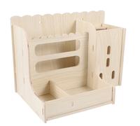 VOSAREA Wooden Rabbit Feeder and Guinea Pig Food Bowl with Multi-functional Design and Stable Structure, Beige Small Animal Feeder for Pet Dining Use