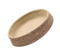 VOSAREA Woven Rattan Pet Bed Small round Dog and Cat Nest Breathable Cooling Seagrass Basket Cushion for Puppies and Cats in Light Brown