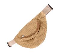 VOSAREA Woven Straw Summer Waist Pack Boho Mini Crossbody Chest Bag Deep Coffee Color Lightweight Festival Travel Fanny Pouch for Women