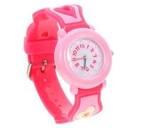VOSAREA Wristwatch with Glitter Heart Design Lightweight Silicone Analog Watch for Learning to Read Adorable Pink Cartoon Style for Boys