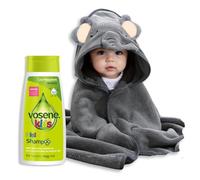 Vosene Kids Lice Repellent 3-in-1 Shampoo with Tea Tree & Eucalyptus with Elephant Hooded Baby Towel Bundle | Toddlers and Newborns Ideal for Baby Bath, Beach & Pool | Dandruff Shampoo for Kids