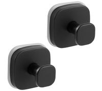 VOSEPO Suction Cup Hooks for Shower, No-Drill Towel Hooks for Bathrooms, Kitchen, Glass Door, Mirror, Tile, Shower Suction Hooks for Hanging Towels, Robe, Loofah, Wreath (Matte Black, 2 Pack)