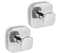 VOSEPO Suction Cup Hooks for Shower, No-Drill Towel Hooks for Bathrooms, Kitchen, Glass Door, Mirror, Tile, Shower Suction Hooks for Hanging Towels, Robe, Loofah, Christmas Wreath (Chrome, 2 Pack)