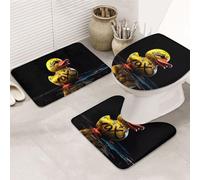 VOSERY 31.5x20in Bathroom Rugs Sets 3 Piece - Graffiti Yellow Duck Bathroom Rug Set - Cute Bathroom Rugs Toilet Lid Cover for Bathroom Toilet