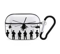 VOSERY Army Soldiers with Sniper Rifle On Duty Compatible with Airpods Pro Case - Cute Case Compatible with Airpods Pro 2 Case, PC Case Compatible with Airpods Pro 2nd Generation Case with Keychain
