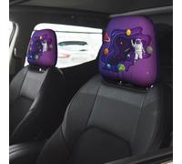 VOSERY Astronaut on Mission in Outer Space Car Accessories for Women Men, Headrest Covers for Cars 2 Pcs, Head Rest Cover for Car Decor, Car Headrest Cover for Car Decorations Interior