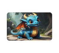 VOSERY Bathroom Rugs 30x20 - Soft Absorbent Non-Slip Bath Rugs Mat, Machine Washable Adorable Blue Baby Dragon Bath Mats Shower Rug for Bathroom