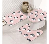 VOSERY Bathroom Rugs Sets 3 Piece, Soft Washable Bath Mats for Bathroom, Funny Cute lami Llama hat U-Shape Toilet Lid Cover, Absorbent Shower Mats Bath Rug Mat for Bathroom Toilet