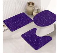 VOSERY Bathroom Rugs Sets 3 Piece, Soft Washable Bath Mats for Bathroom, Night Sky Golden Stars navyblue U-Shape Toilet Lid Cover, Absorbent Shower Mats Bath Rug Mat for Bathroom Toilet