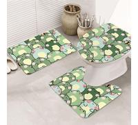 VOSERY Bathroom Rugs Sets 3 Piece, Soft Washable Bath Mats for Bathroom, Shy Frog U-Shape Toilet Lid Cover, Absorbent Shower Mats Bath Rug Mat for Bathroom Toilet