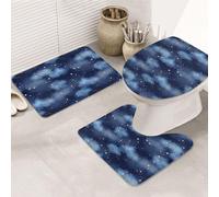 VOSERY Bathroom Rugs Sets 3 Piece, Soft Washable Bath Mats for Bathroom, Starry Sky A U-Shape Toilet Lid Cover, Absorbent Shower Mats Bath Rug Mat for Bathroom Toilet