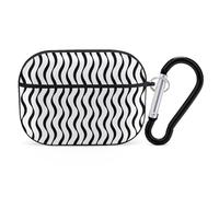 VOSERY Black White Wave Pattern Compatible with Airpods Pro Case - Cute Case Compatible with Airpods Pro 2 Case, PC Case Compatible with Airpods Pro 2nd Generation Case with Keychain