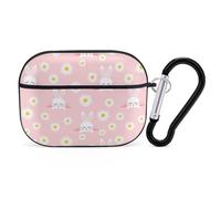 VOSERY Cartoon Cute Rabbit Daisy Pink Compatible with Airpods Pro Case - Cute Case Compatible with Airpods Pro 2 Case, PC Case Compatible with Airpods Pro 2nd Generation Case with Keychain