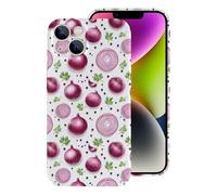 Vosery Compatible with iPhone 14 Case Rugged Slim 6.1 Inch - Pc Onion Green Leaves Print Cover Compatible with iPhone 14 Phone Case for Women Men, Anti-Scratch Shockproof