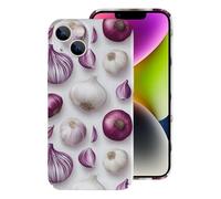 Vosery Compatible with iPhone 14 Case Rugged Slim 6.1 Inch - Pc Onion White Purple Print Cover Compatible with iPhone 14 Phone Case for Women Men, Anti-Scratch Shockproof